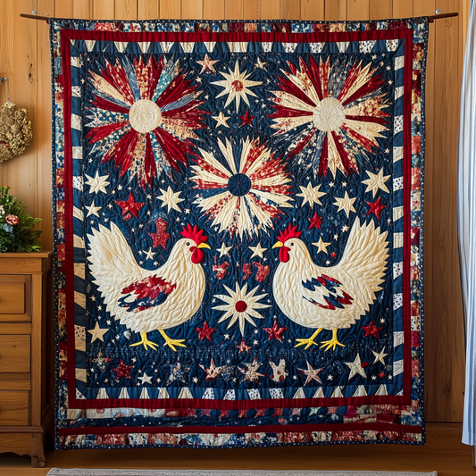 Patriotic Rooster DAI110225096 Quilt Blanket