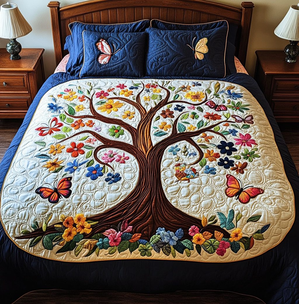 Tree Of Butterflies DAI150125250 Quilt Bedding Set