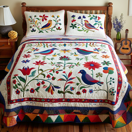 Birds In Flower Garden TAI251124016 Quilt Bedding Set