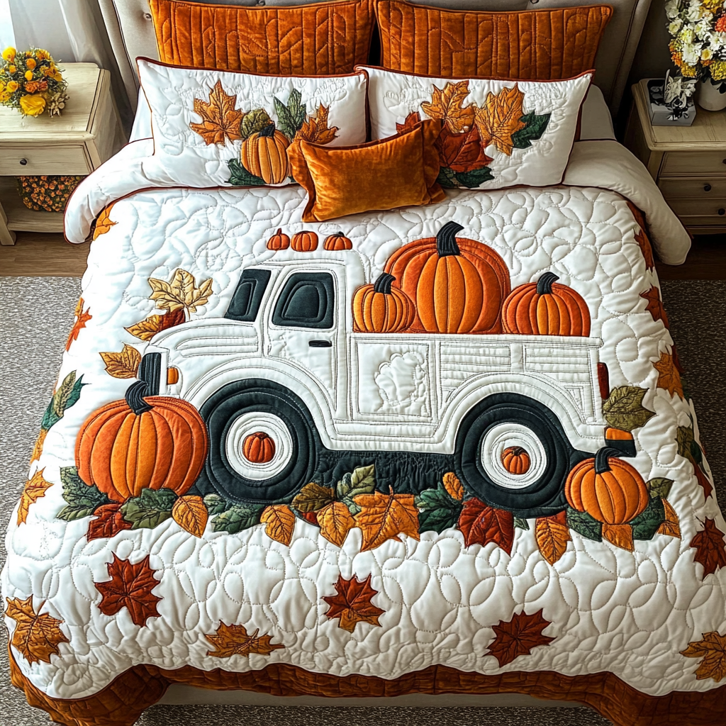 Pumpkin Truck DAI090125103 Quilt Bedding Set