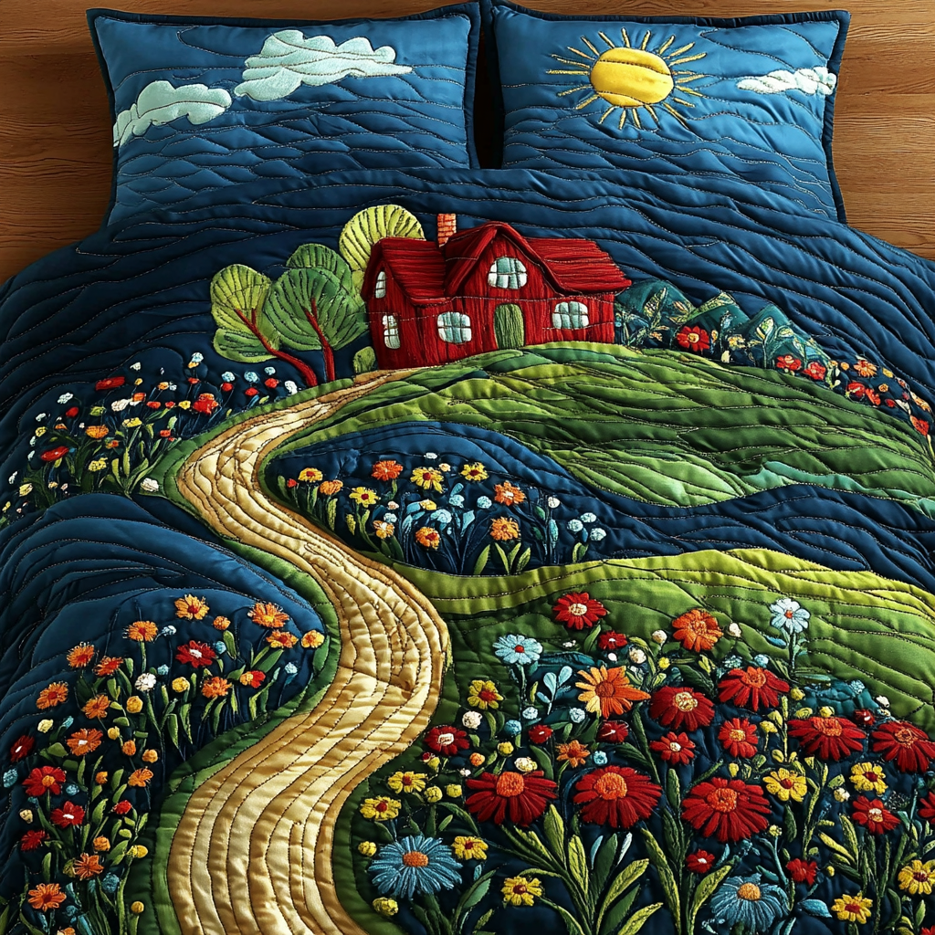 Flower Farm House DAI090125093 Quilt Bedding Set