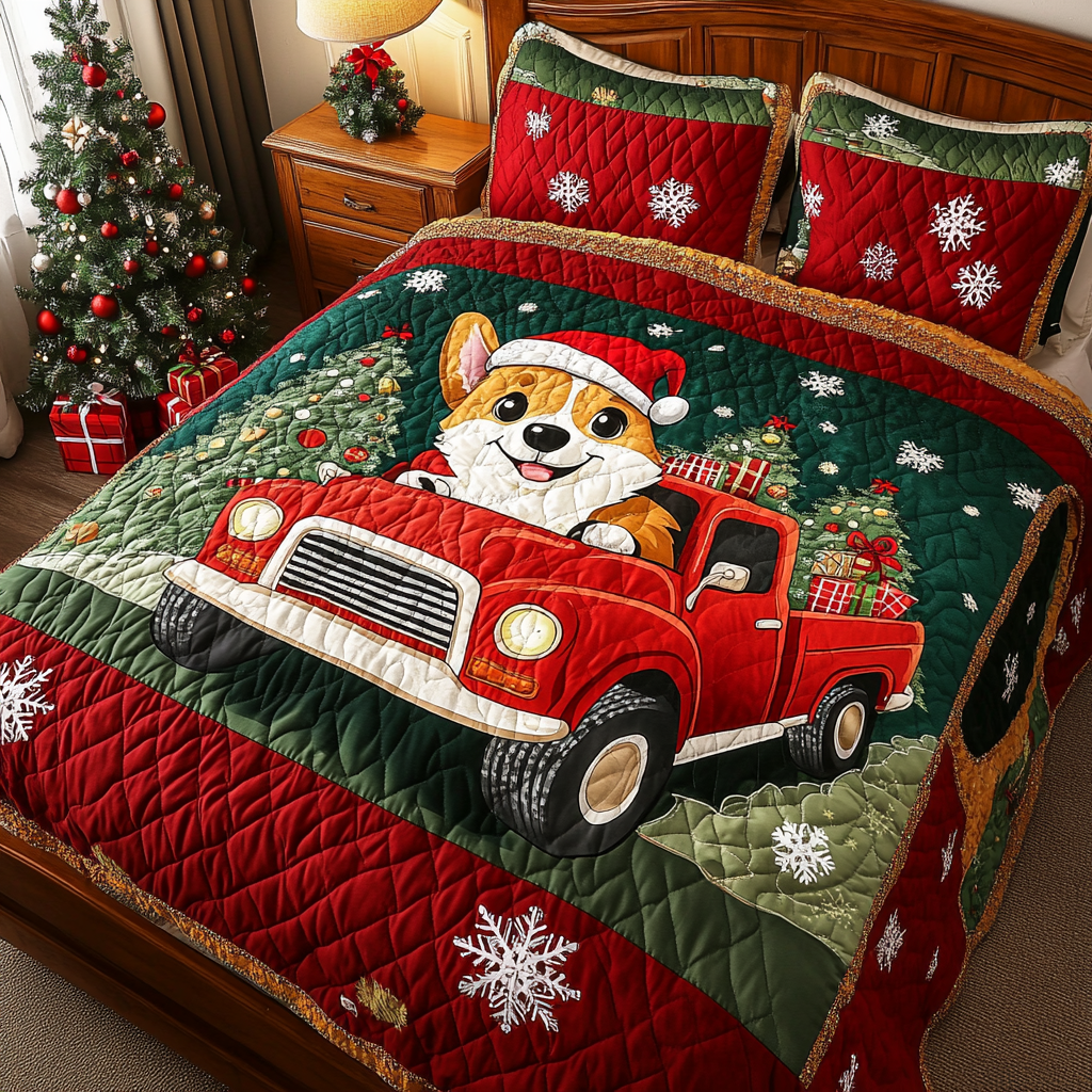 Christmas Corgi TAI111124094 Quilt Bedding Set