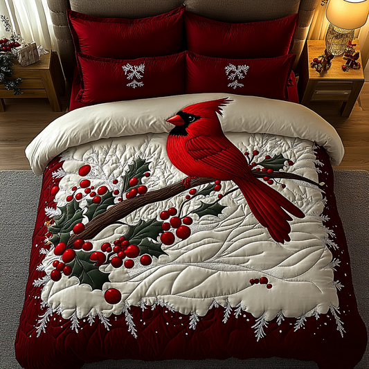 Christmas Cardinal TAI201124295 Quilt Bedding Set