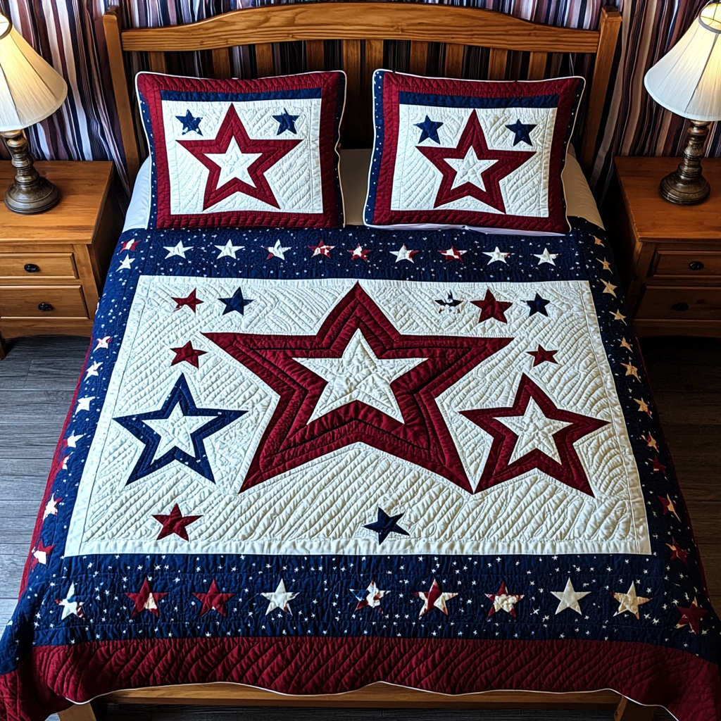 Patriotic Star DAI040225205 Quilt Bedding Set