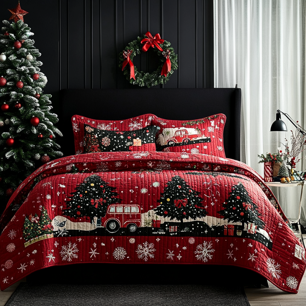 Christmas Truck TAI260924014 Quilt Bedding Set