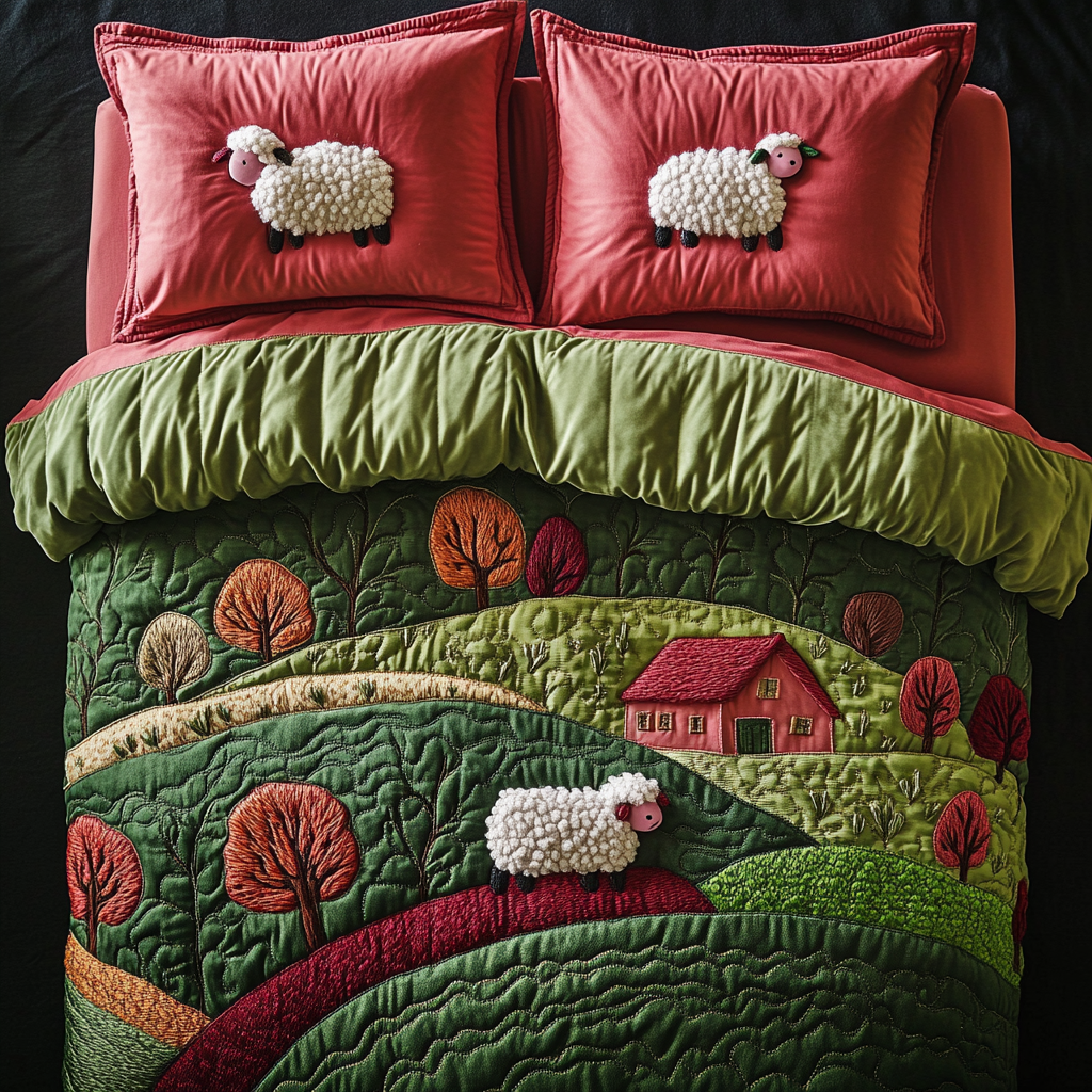 Farm House Sheep DAI150125229 Quilt Bedding Set