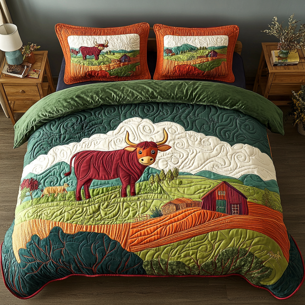 Cow On The Farm DAI150125244 Quilt Bedding Set