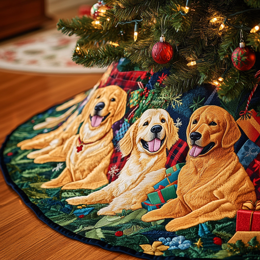 Christmas Golden Retriever TAI091024346 Quilted Tree Skirt