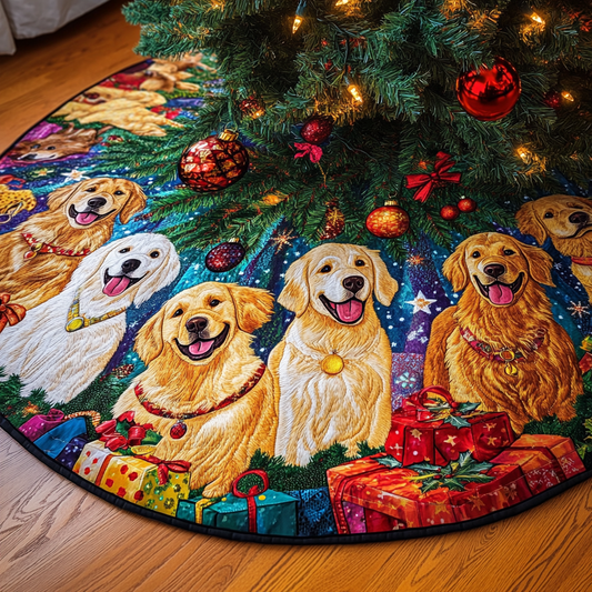 Christmas Golden Retriever TAI091024350 Quilted Tree Skirt