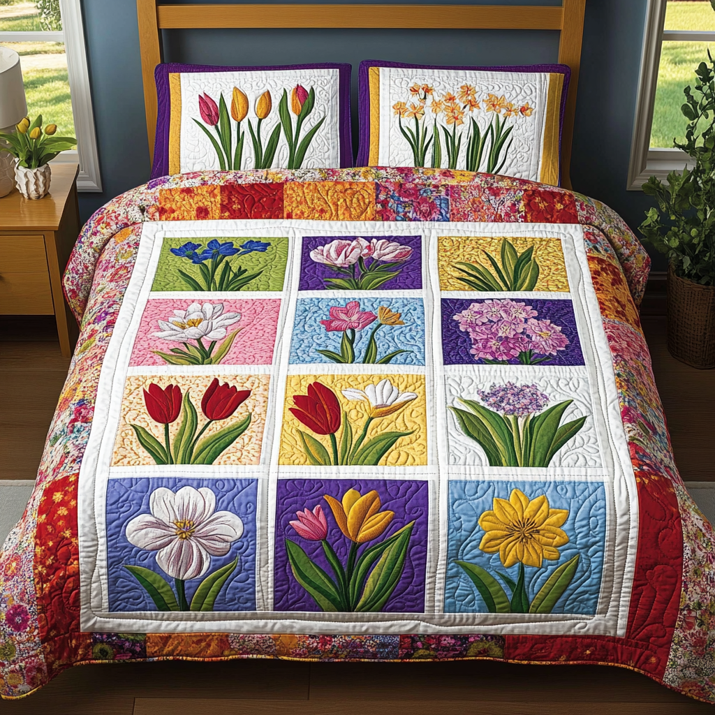 Spring Flowers DAI040225206 Quilt Bedding Set