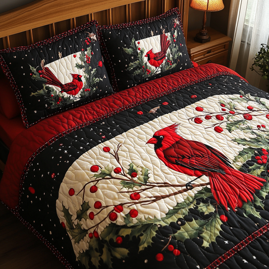 Christmas Cardinal TAI041024558 Quilt Bedding Set