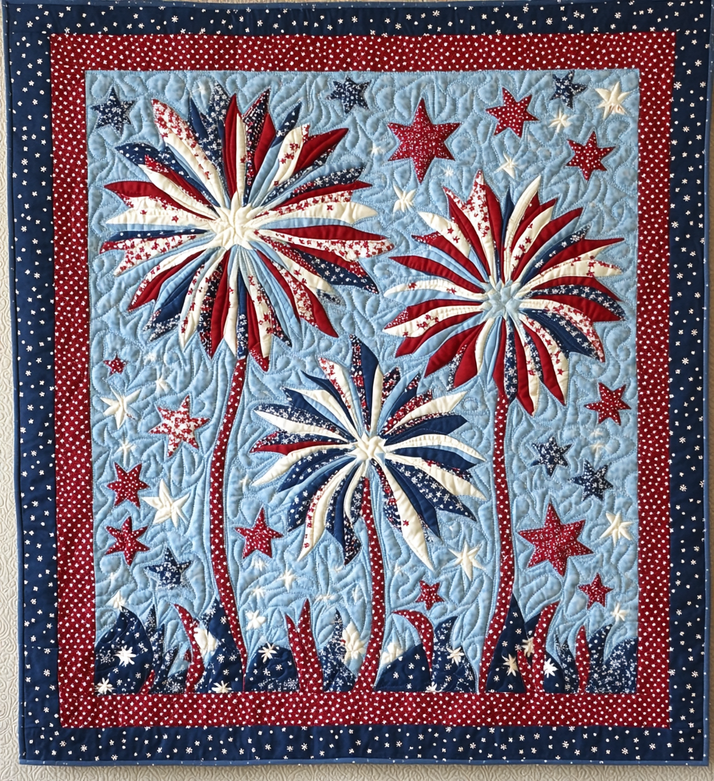 Patriotic Fireworks DAI040225014 Quilt Blanket