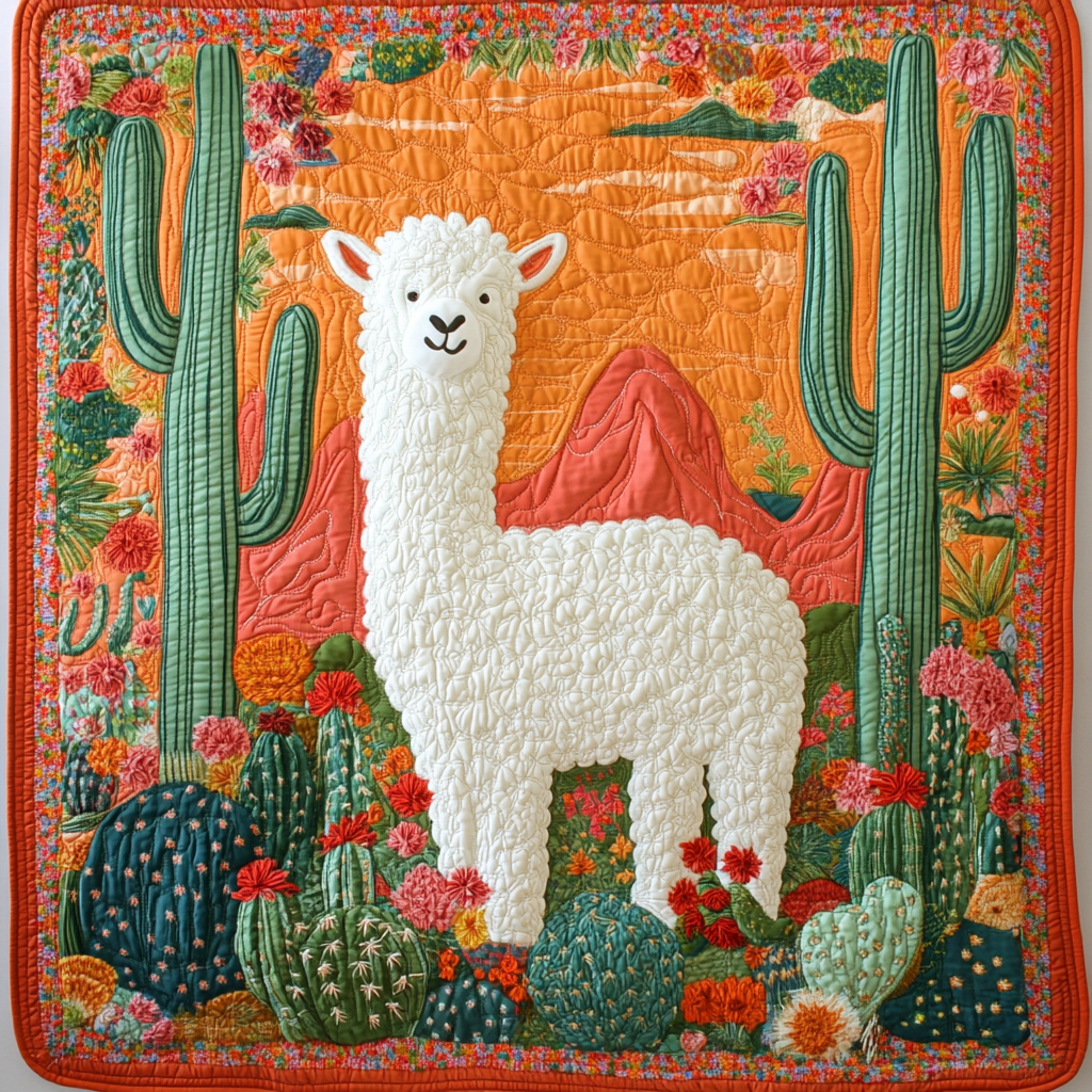 Cactus Alpaca DAI150125060 Quilt Blanket