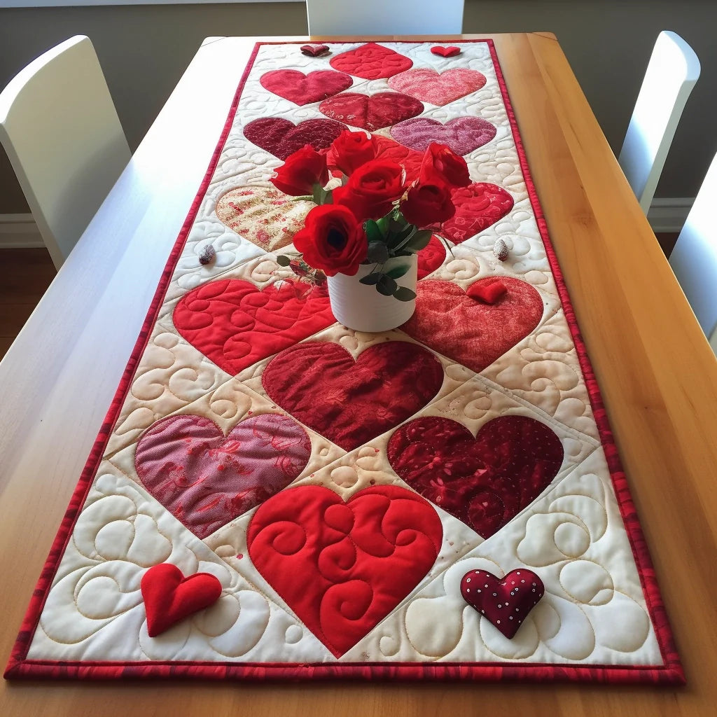 Heart TAI13122365 Quilted Table Runner