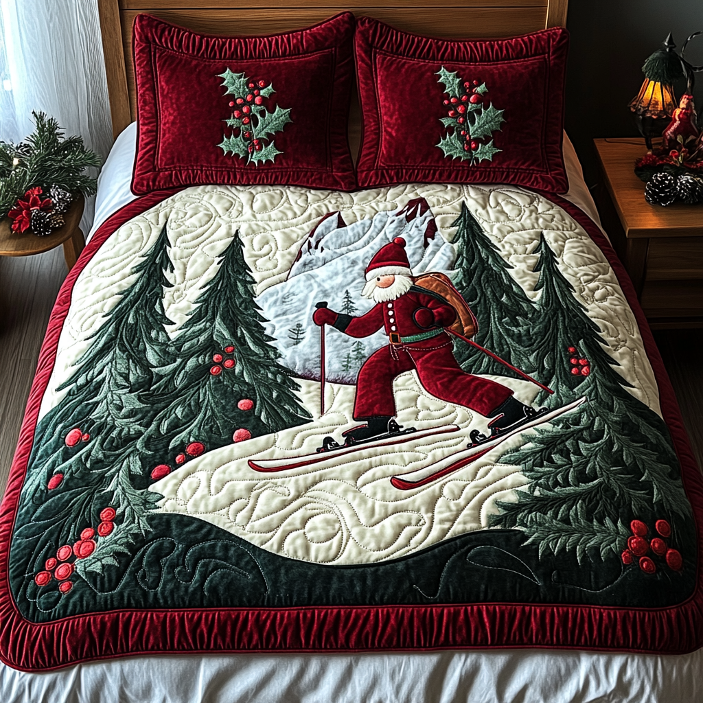 Skiing Santa DAI181124019 Quilt Bedding Set