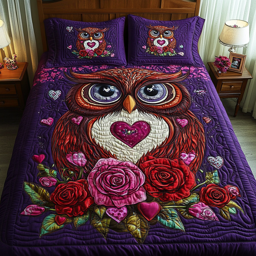 Valentine Owl DAI090125058 Quilt Bedding Set