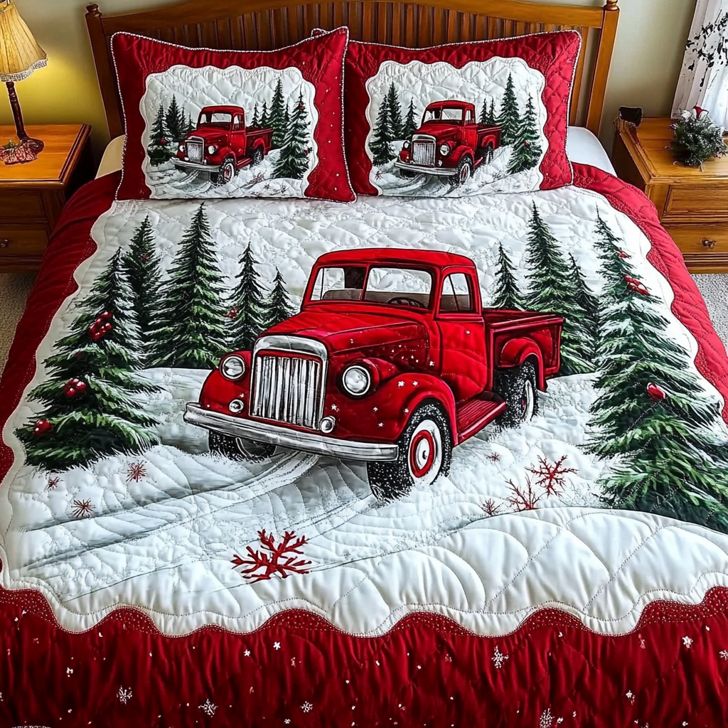 Christmas Truck TAI101224339 Quilt Bedding Set