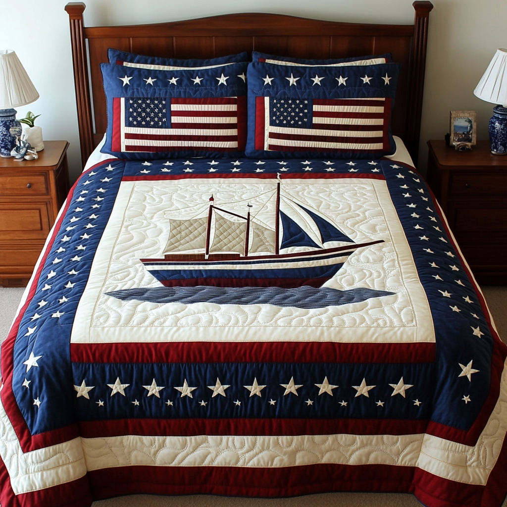 Patriotic Boat DAI280824322 Quilt Bedding Set