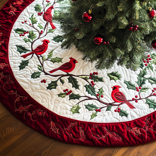 Christmas Cardinal TAI041024128 Quilted Tree Skirt