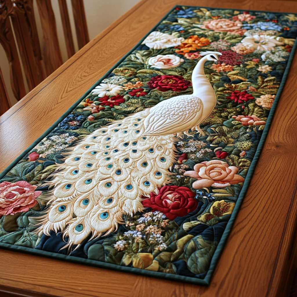 Peacock DAI040225497 Quilted Table Runner