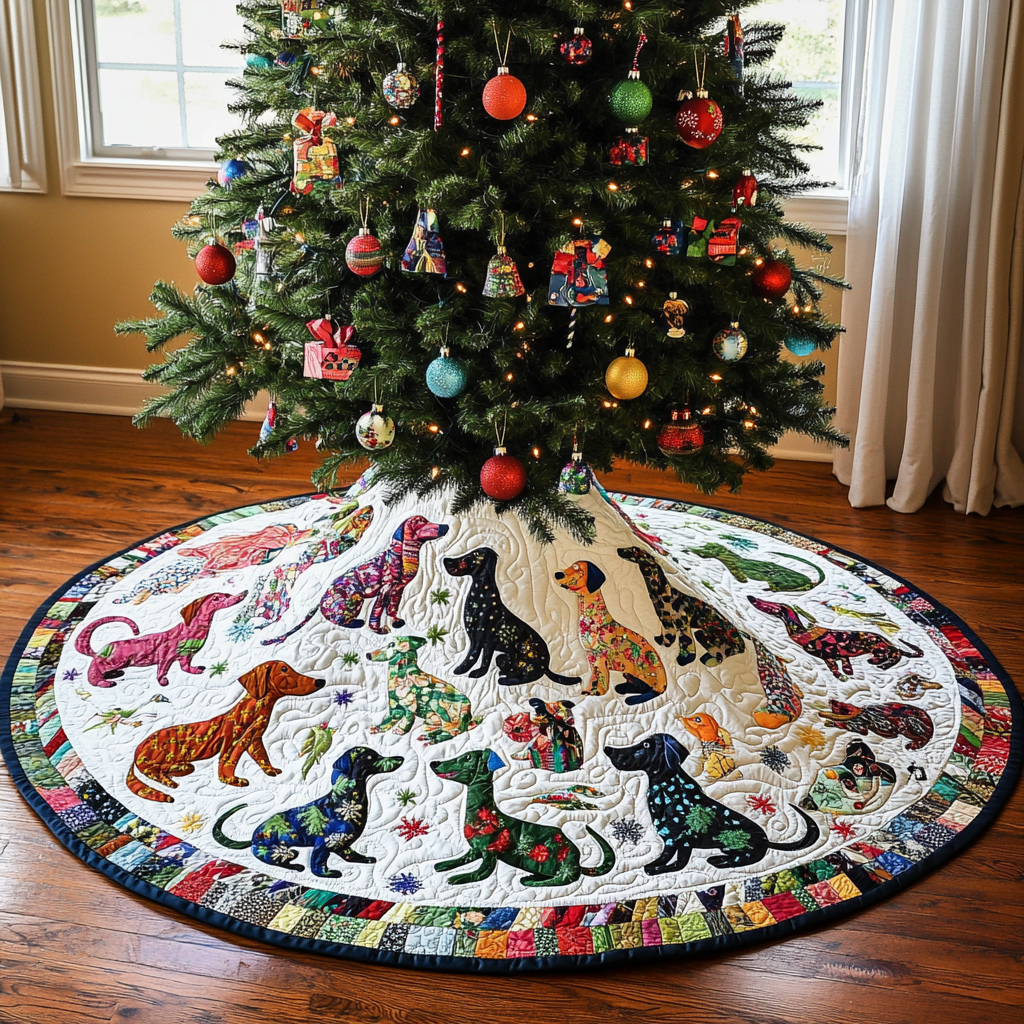 Dogs TAI021024125 Quilted Tree Skirt