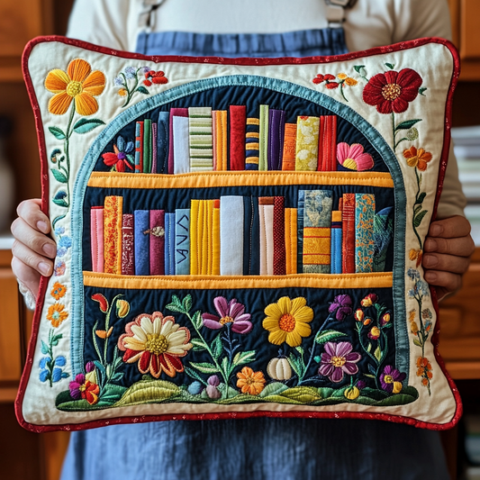 Flower Bookcase DAI090125332 Quilted Pillow Case