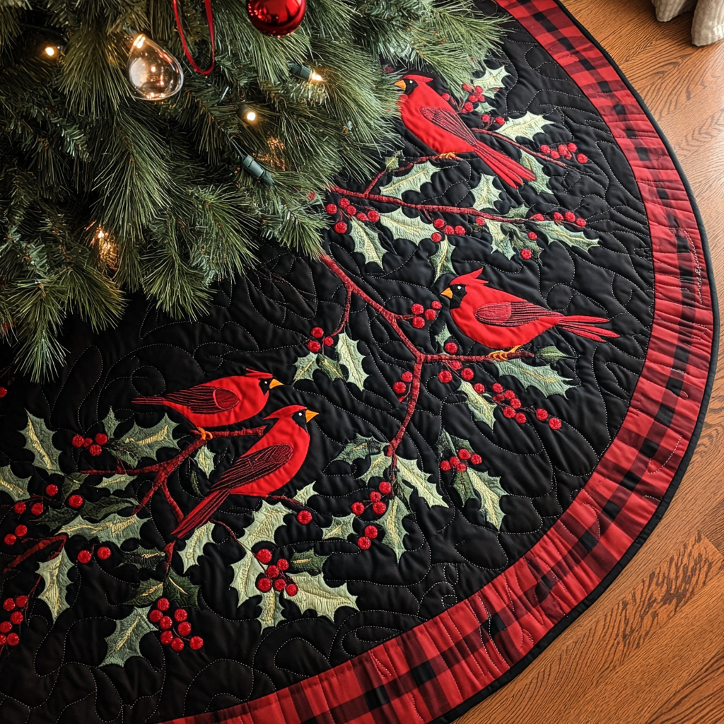 Christmas Cardinal TAI091024294 Quilted Tree Skirt