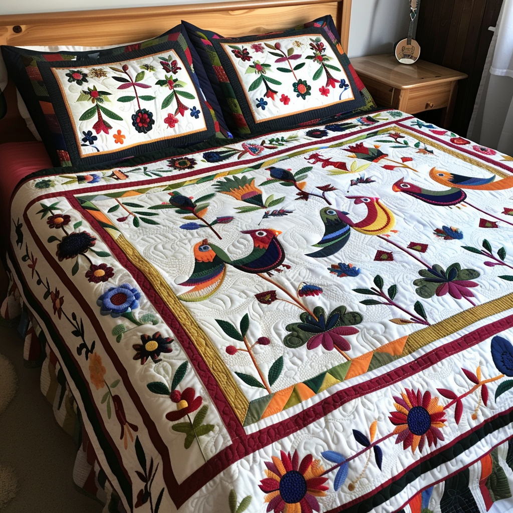 Birds In Flower Garden TAI251124012 Quilt Bedding Set