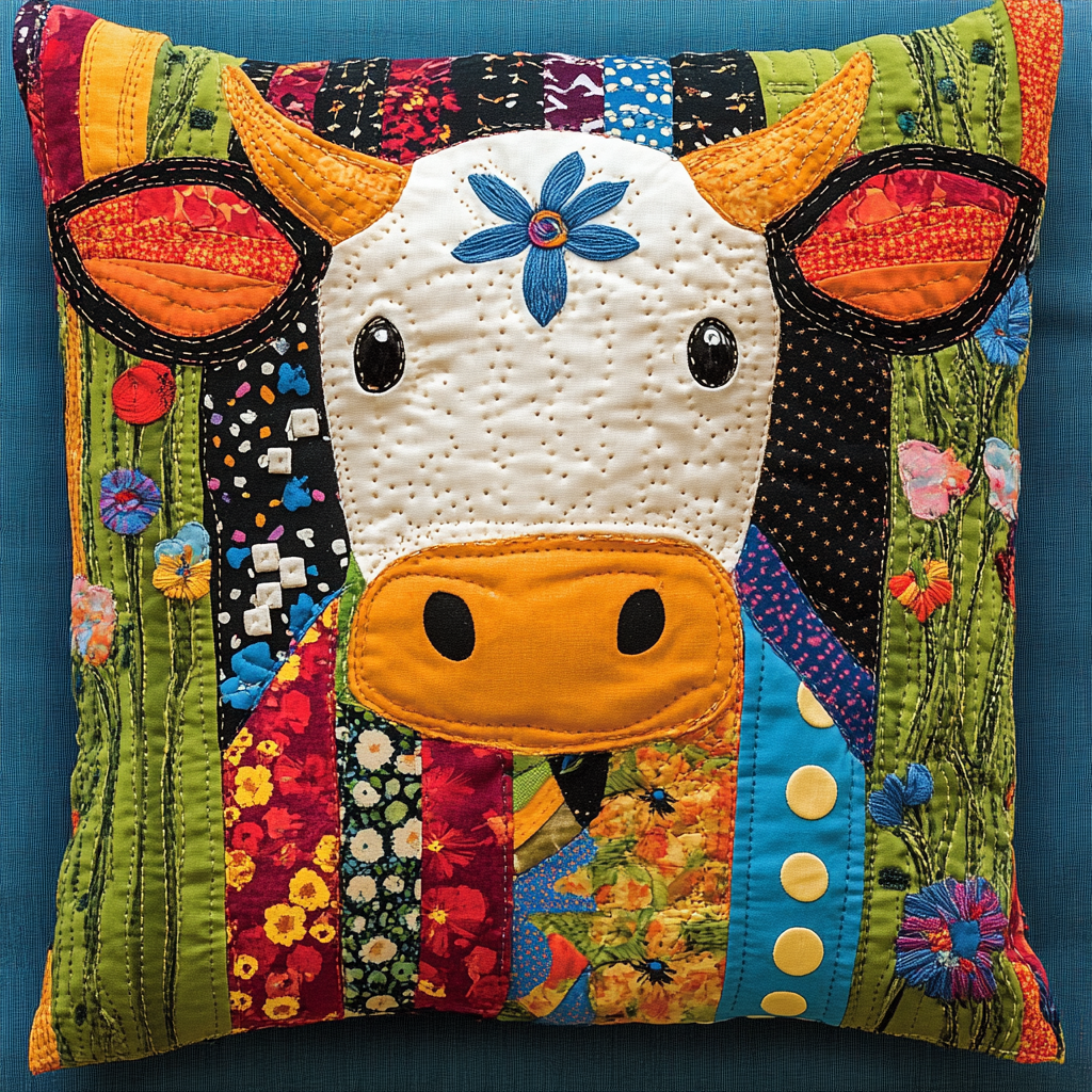 Cow DAI221024333 Quilted Pillow Case