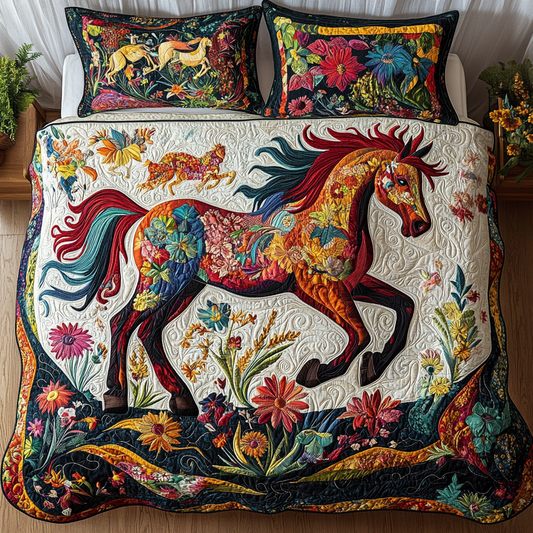 Floral Horse TAI181024211 Quilt Bedding Set