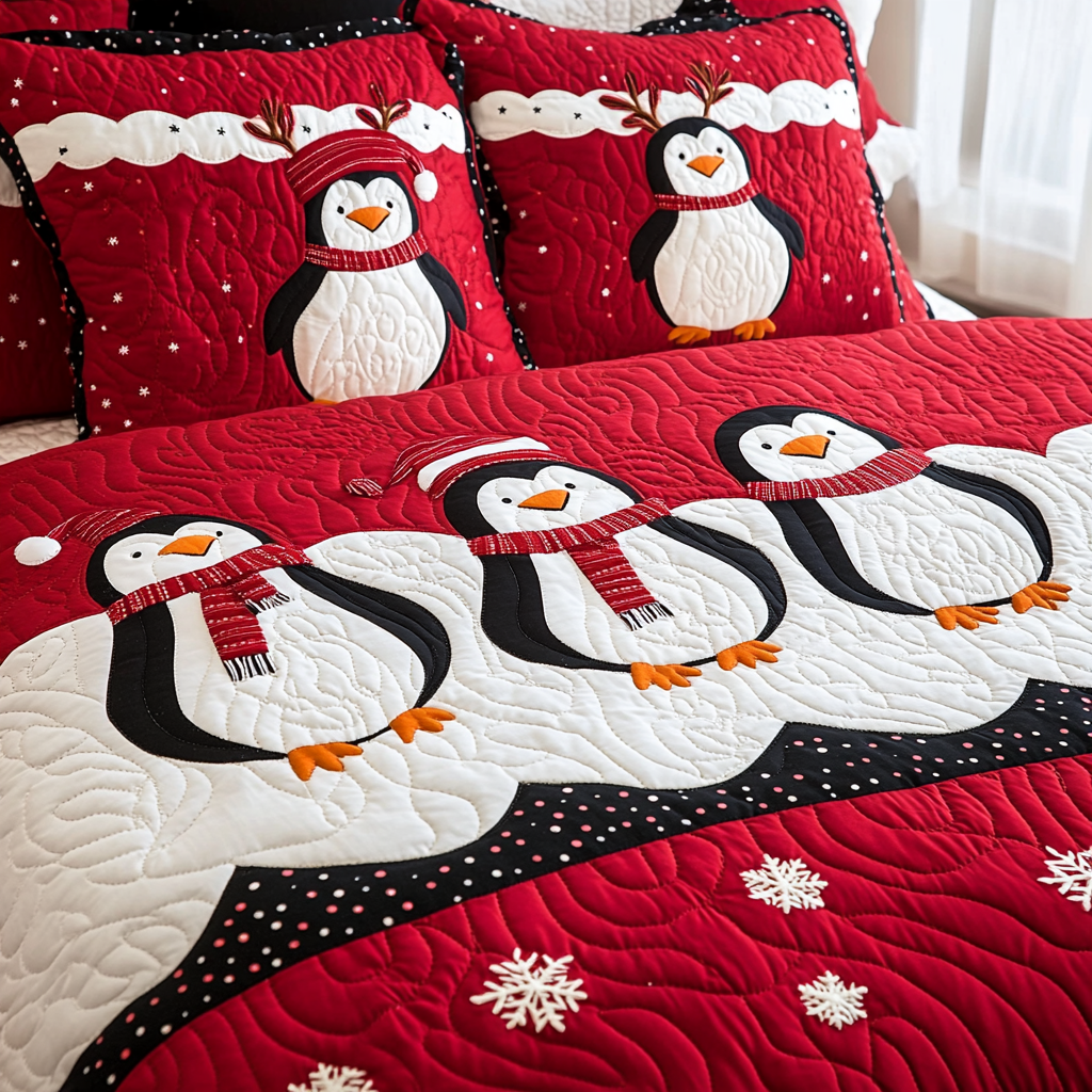 Christmas Penguin TAI201124112 Quilt Bedding Set