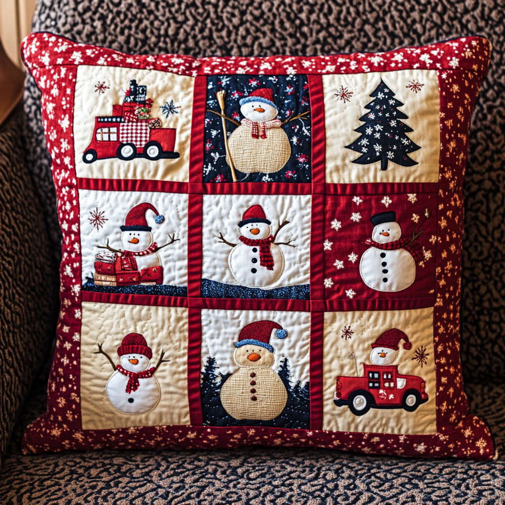 Christmas Snowman TAI181024566 Quilted Pillow Case