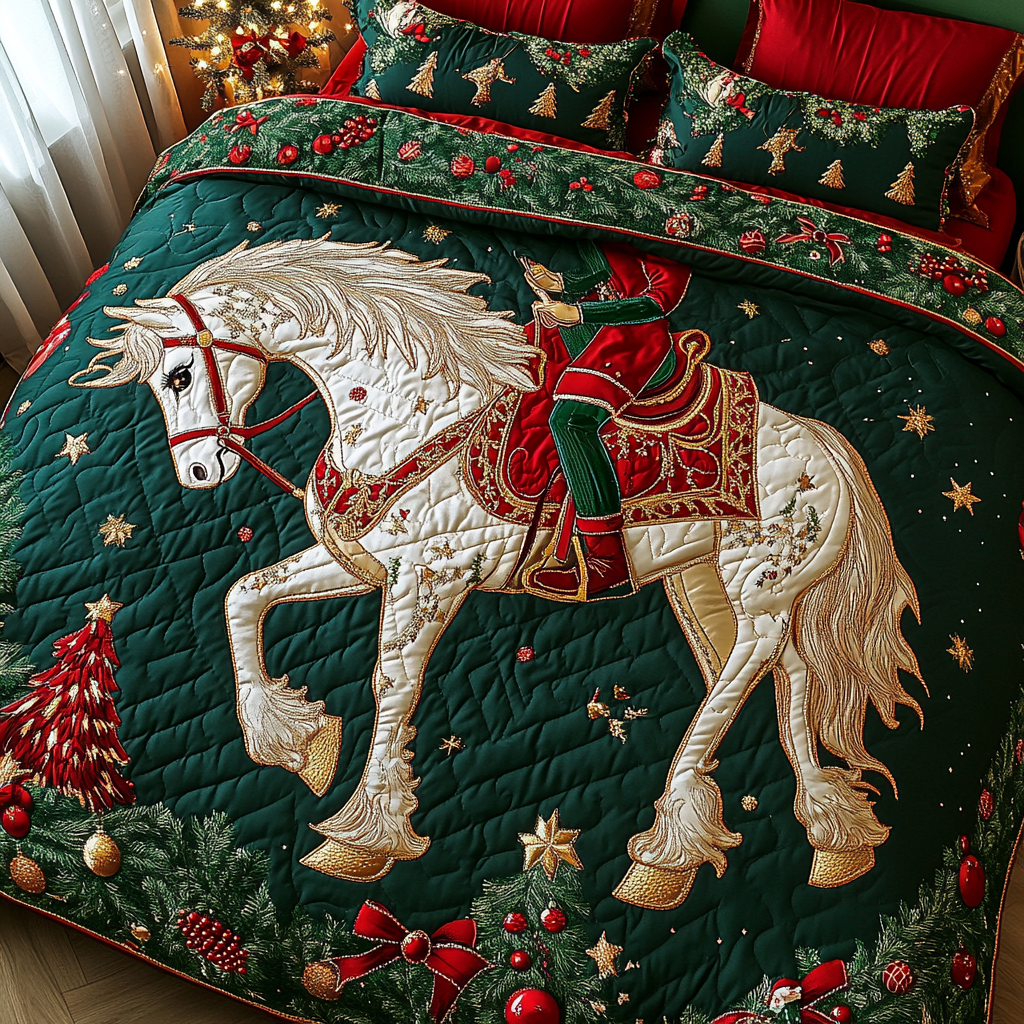 Majestic White Horse TAI101224370 Quilt Bedding Set