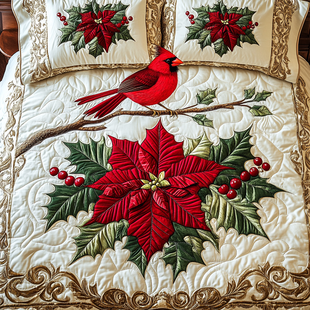 Christmas Cardinal TAI141124141 Quilt Bedding Set