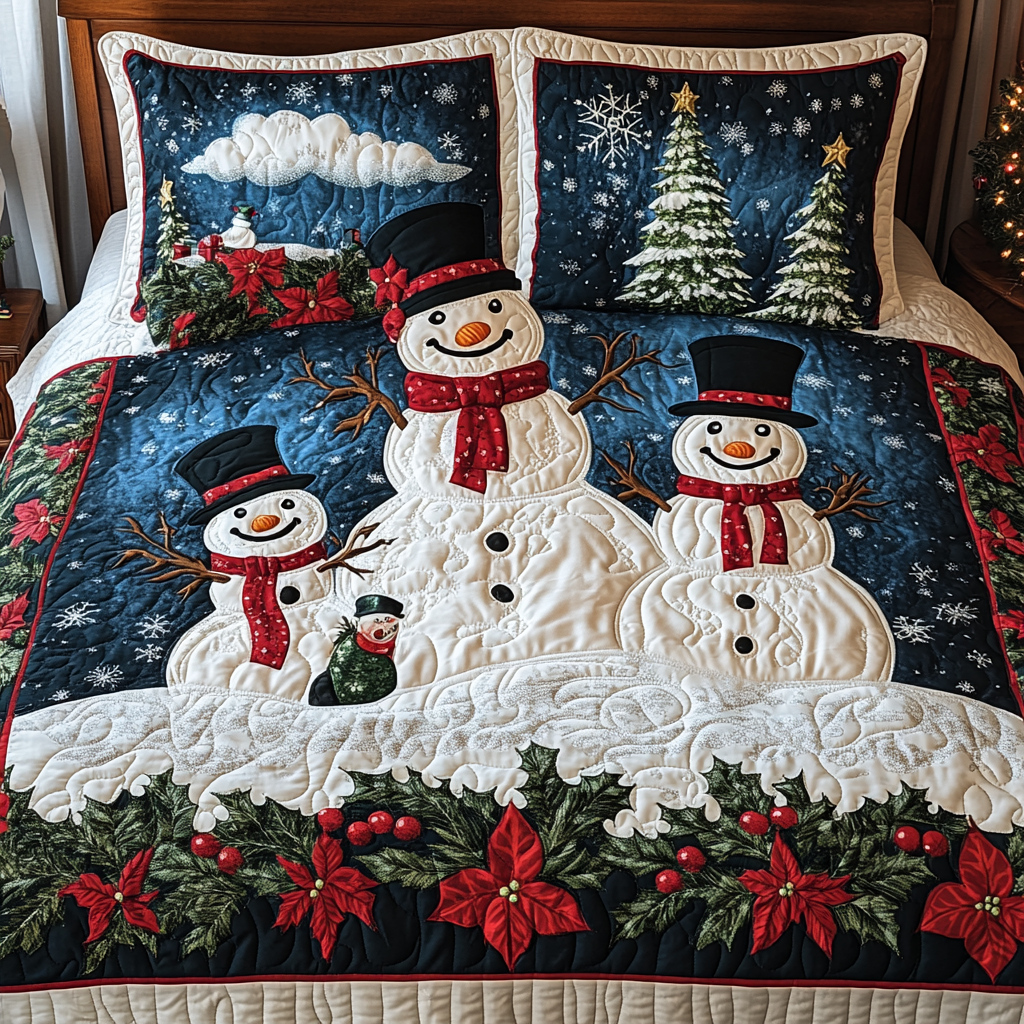 Christmas Snowman TAI141124241 Quilt Bedding Set