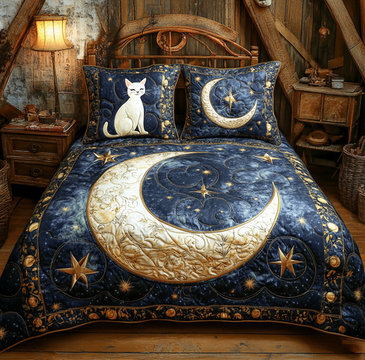 Cat Moonlight DAI301224221 Quilt Bedding Set