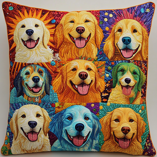 Golden Retriever TAI181024412 Quilted Pillow Case