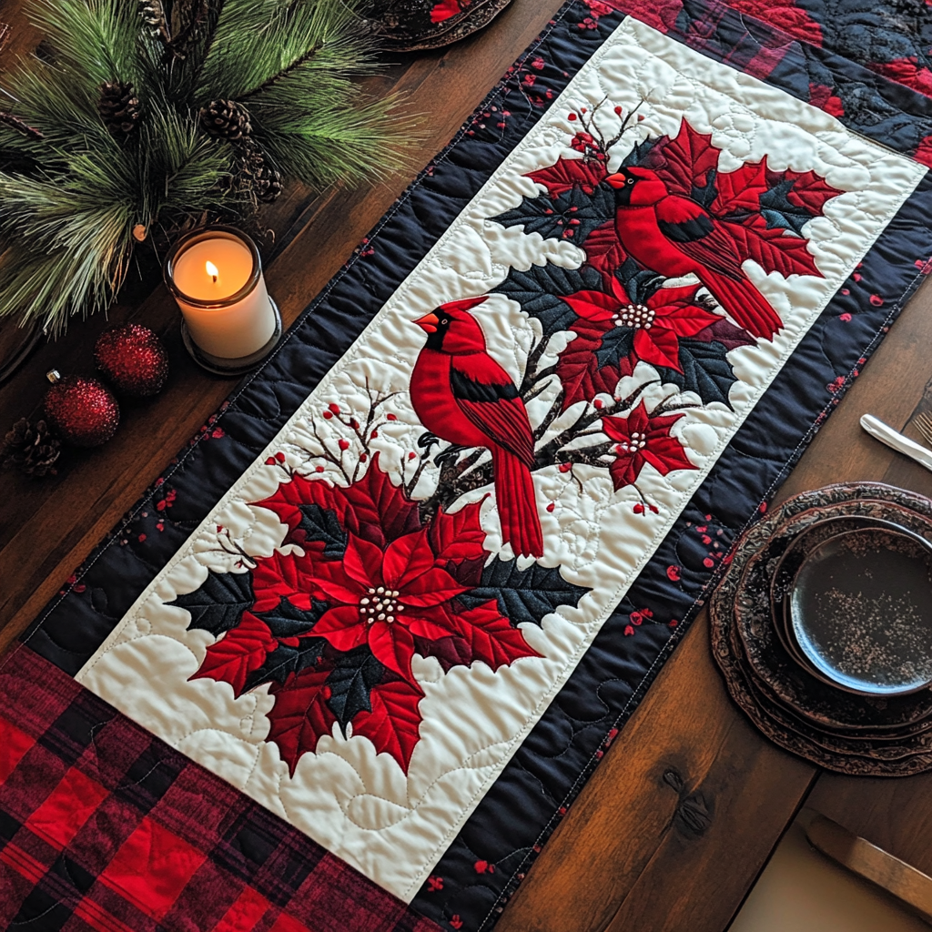 Christmas Cardinal TAI091024405 Quilted Table Runner