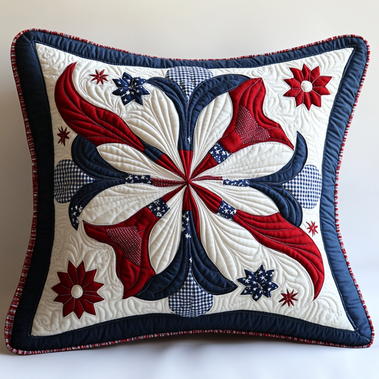 Patriotic Flower DAI040225349 Quilted Pillow Case