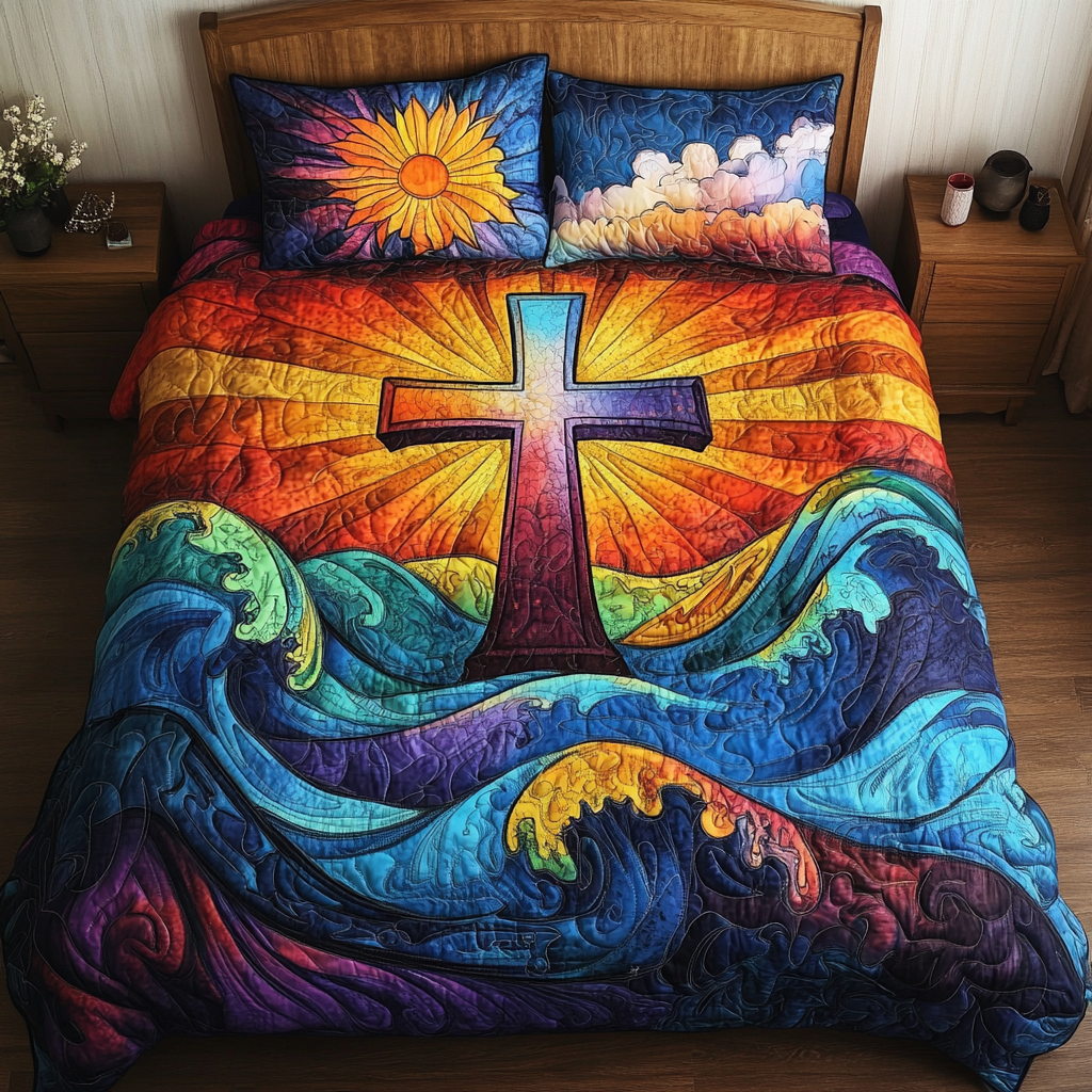 Christian Cross DAI051224091 Quilt Bedding Set