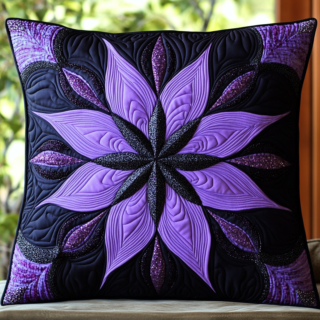 Purple Flower TAI130824146 Quilted Pillow Case