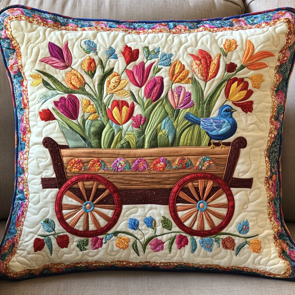 Tulip Wagon DAI110225265 Quilted Pillow Case