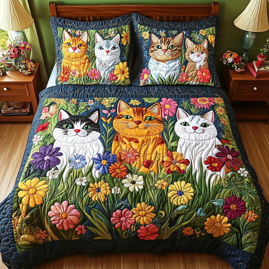 Cats In The Garden DAI040225241 Quilt Bedding Set