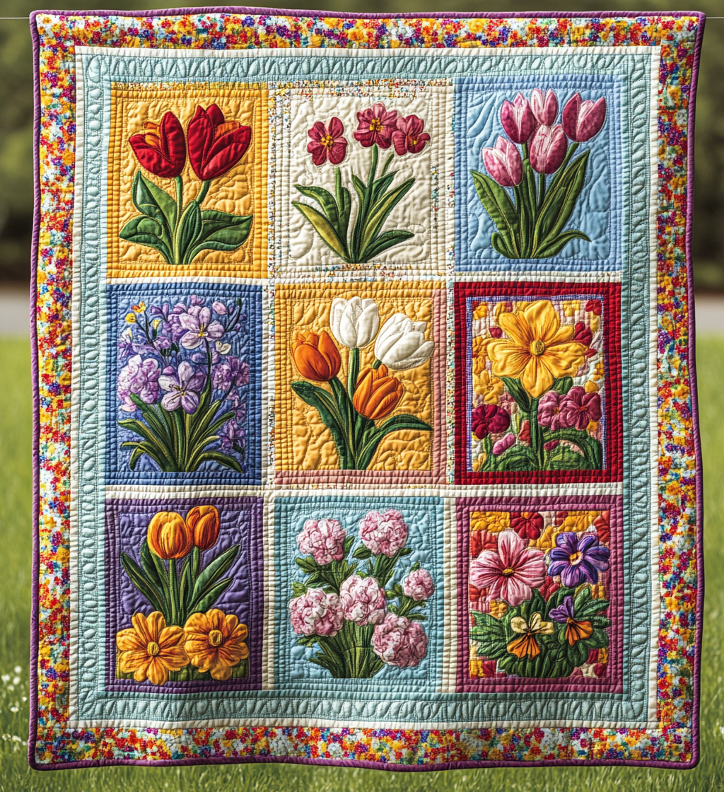 Spring Flowers DAI040225030 Quilt Blanket