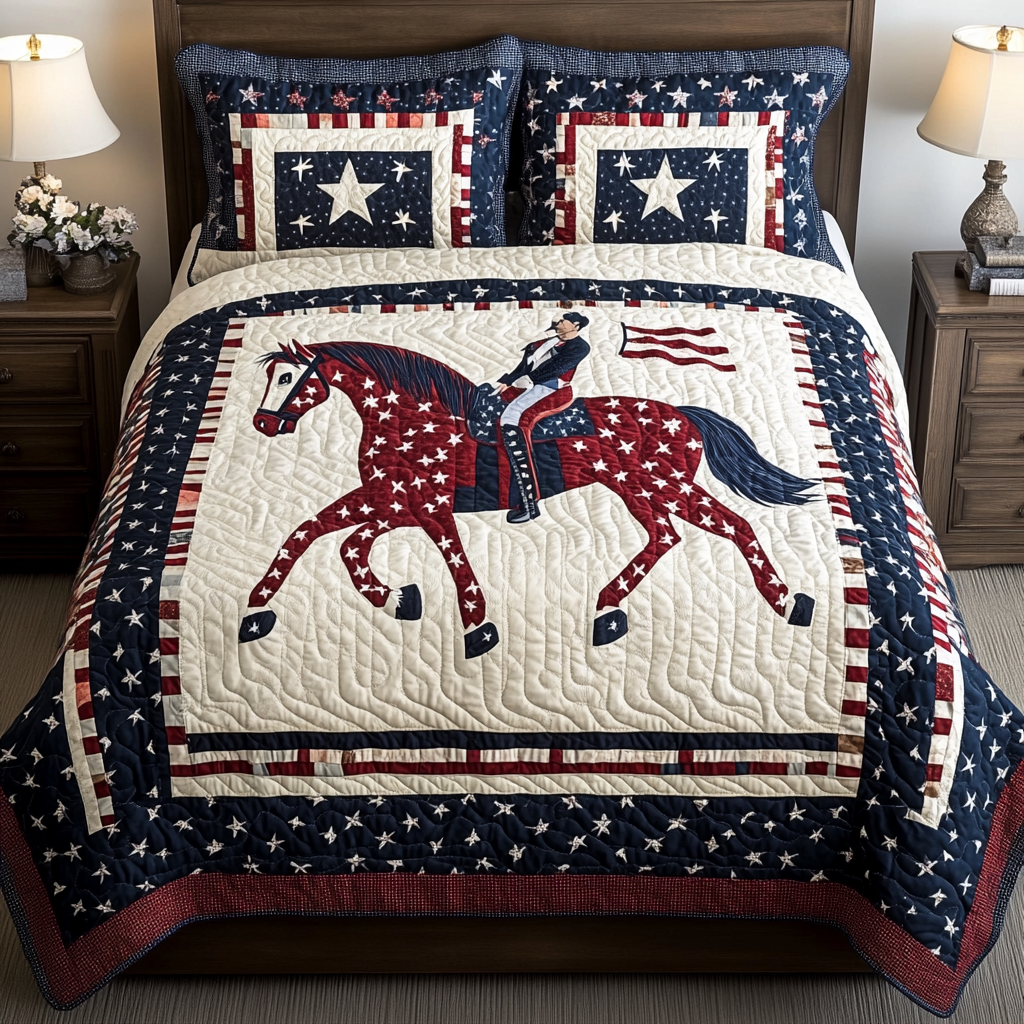 Patriotic Horse DAI280824290 Quilt Bedding Set