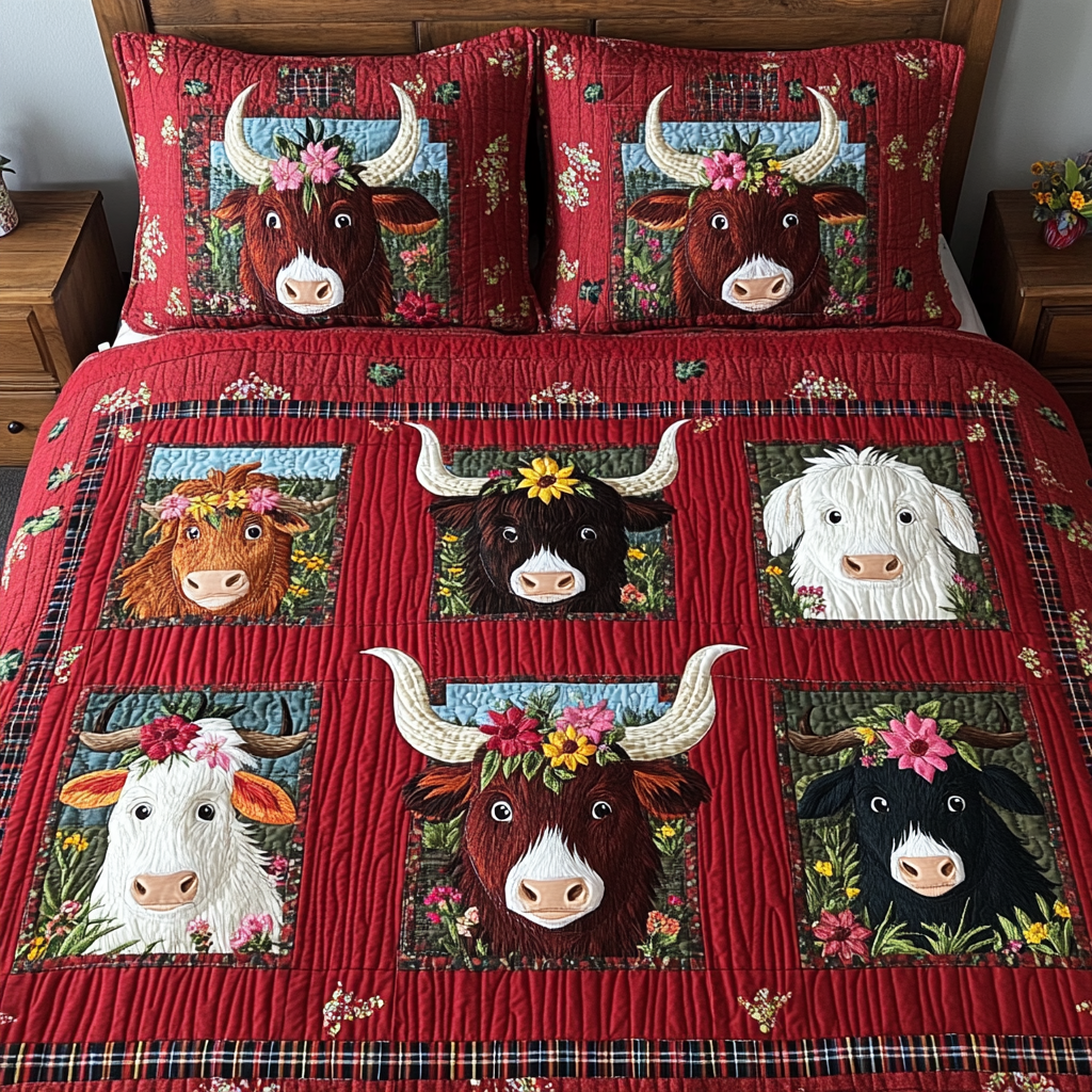 Highland Cow DAI040225302 Quilt Bedding Set