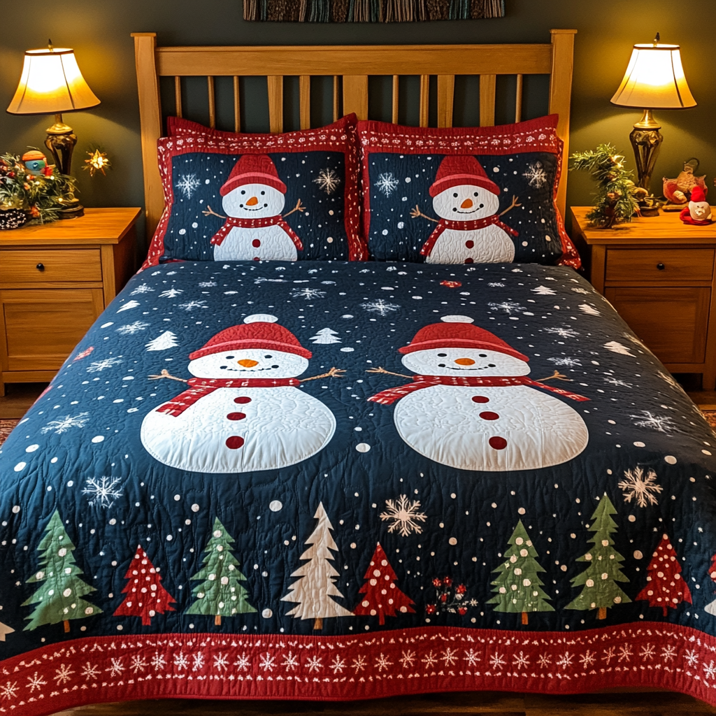 Christmas Snowman TAI141124058 Quilt Bedding Set