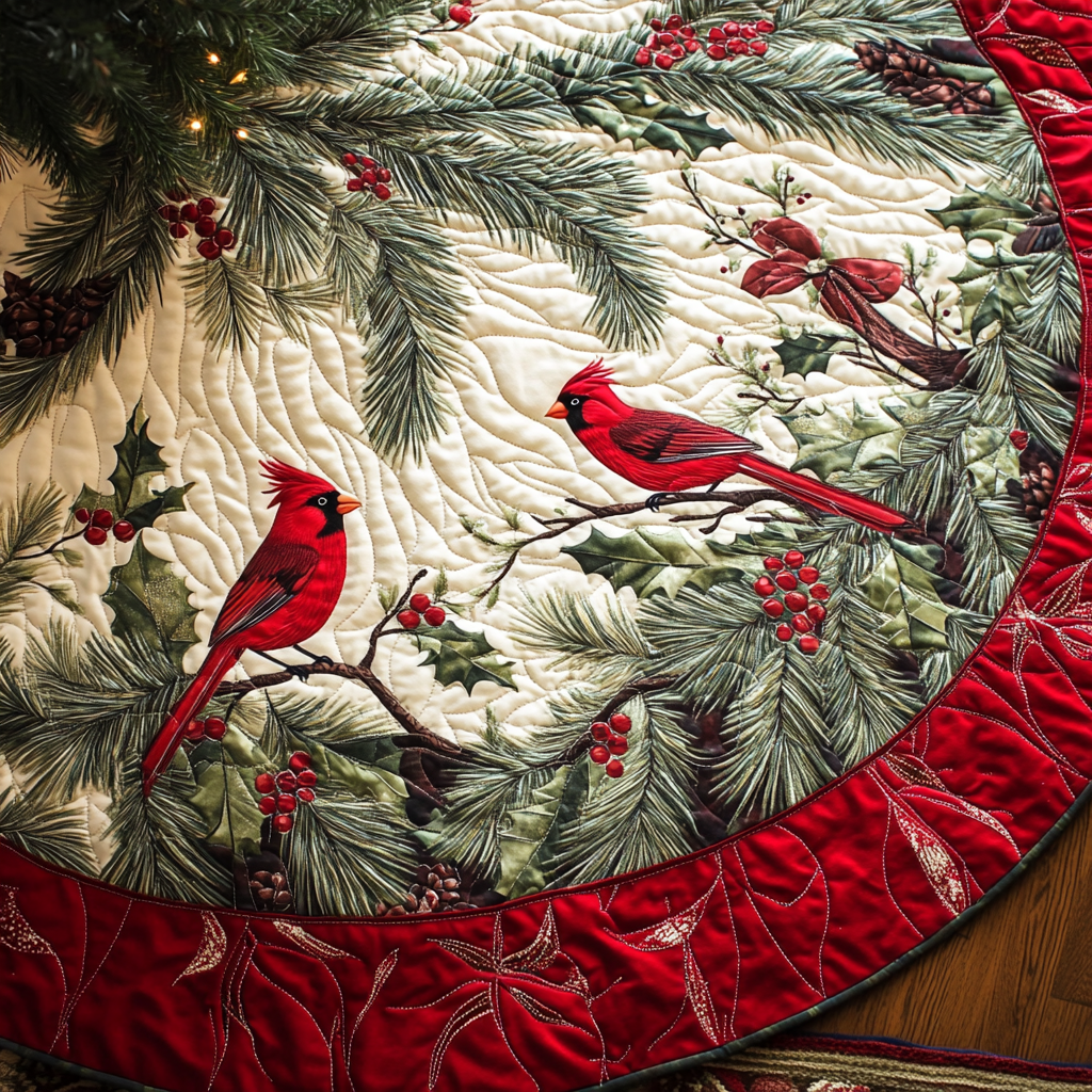 Christmas Cardinal TAI021024099 Quilted Tree Skirt