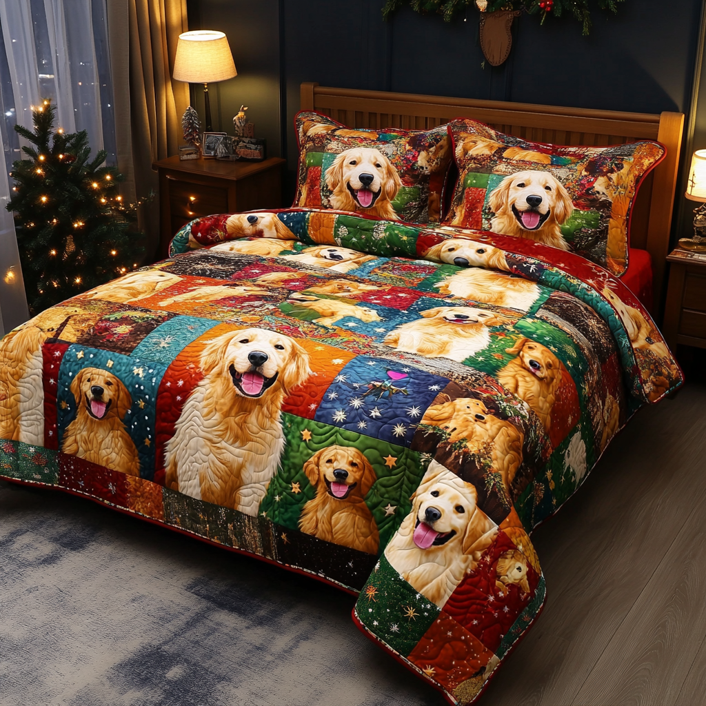 Golden Retriever TAI181024335 Quilt Bedding Set