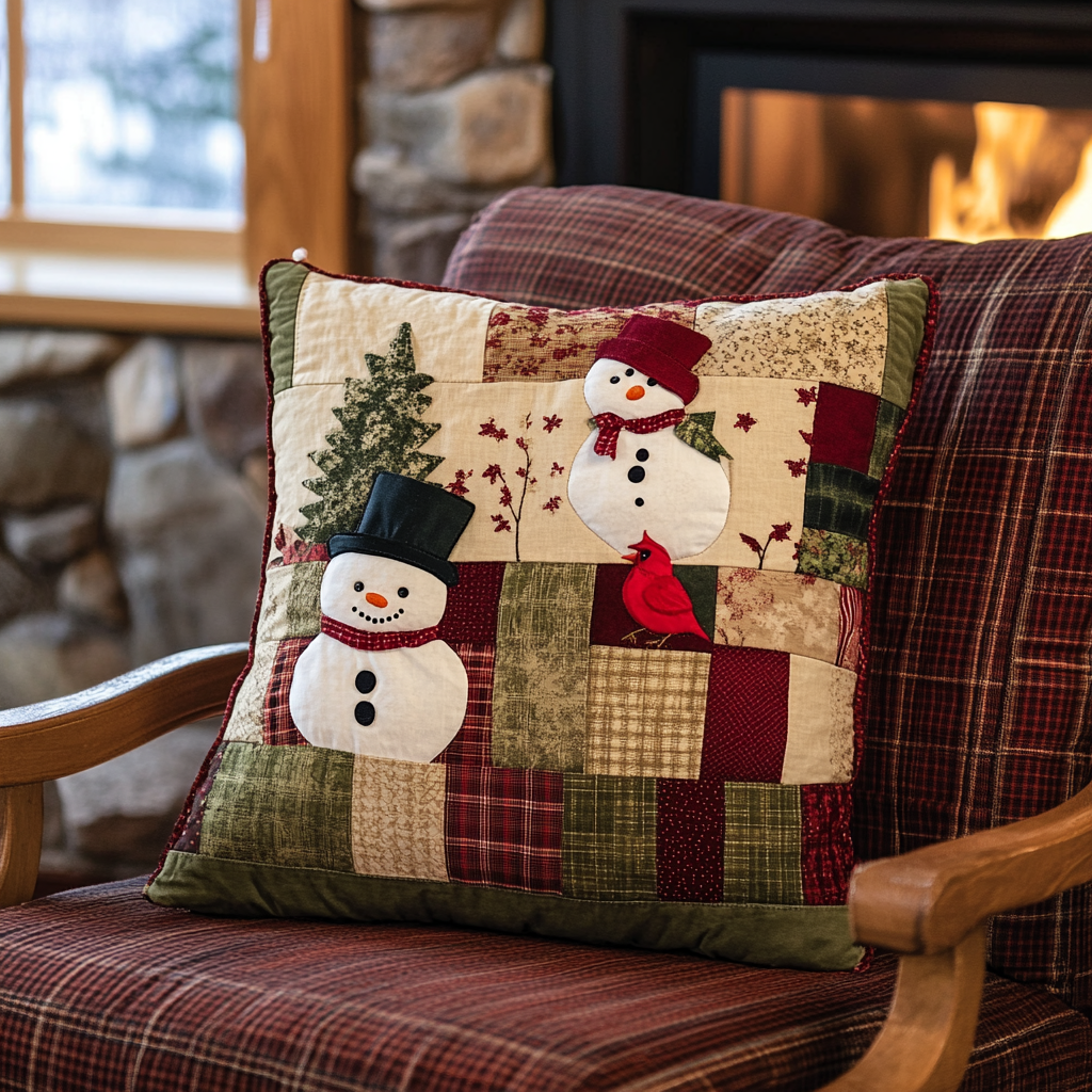 Christmas Snowman TAI181024446 Quilted Pillow Case